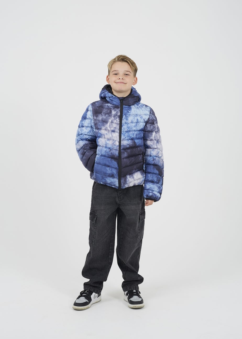 Brave Soul Blue Tie Dye Hooded Padded Jacket (7-13 yrs)