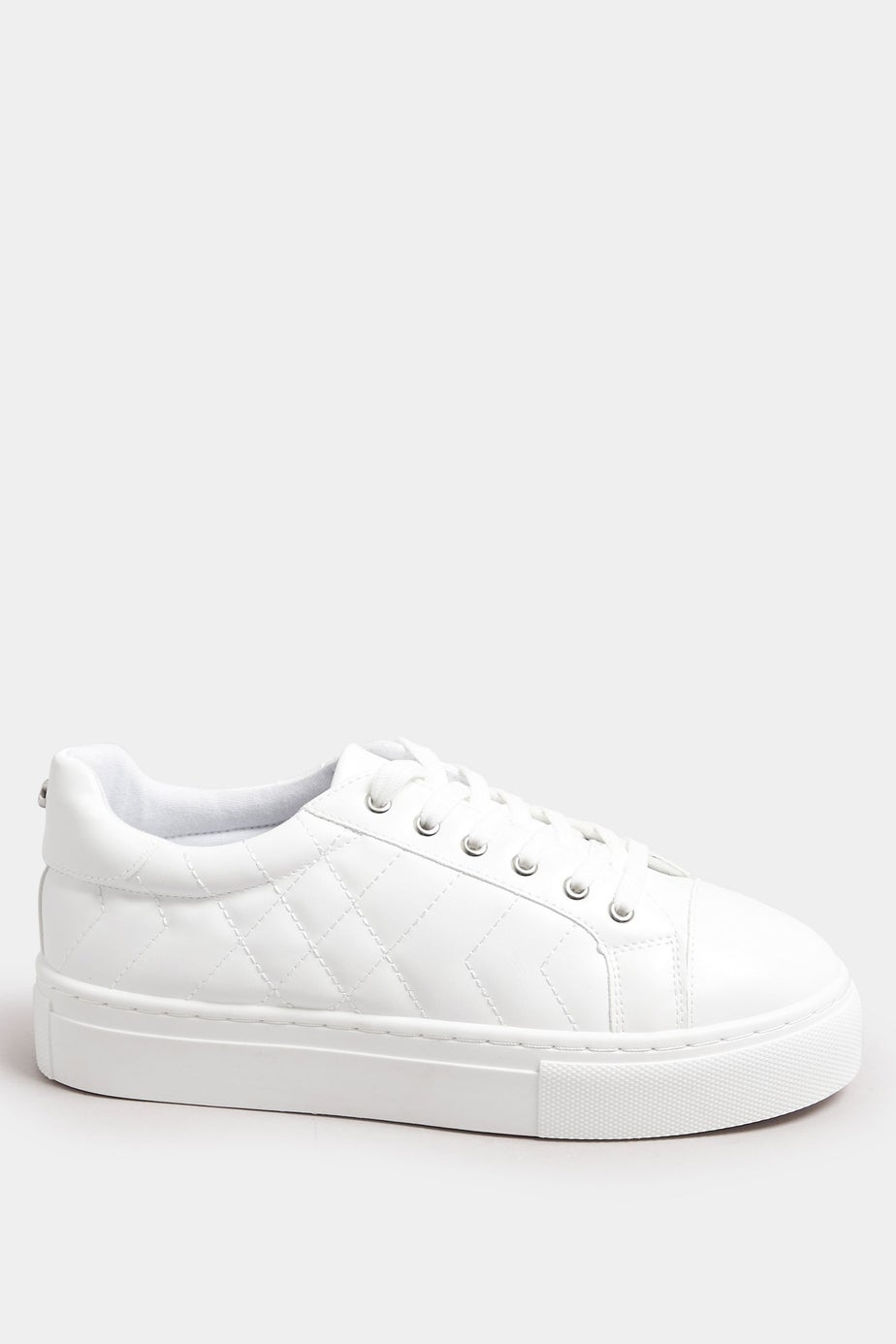 Yours White Quilted Design Trainers In Wide E Fit