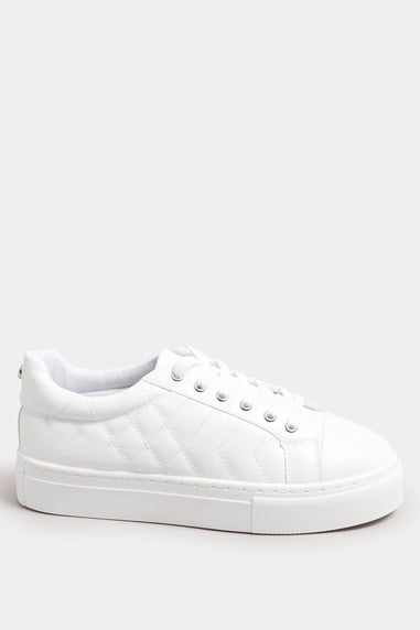 Yours White Quilted Design Trainers In Wide E Fit
