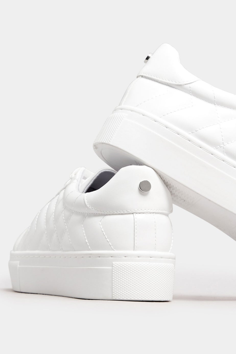 Yours White Quilted Design Trainers In Wide E Fit