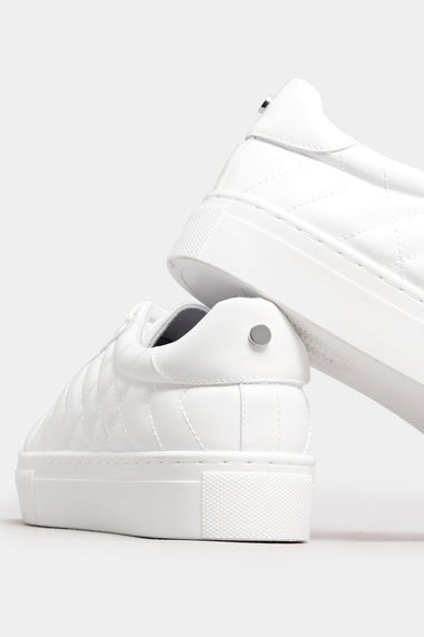 Yours White Quilted Design Trainers In Wide E Fit