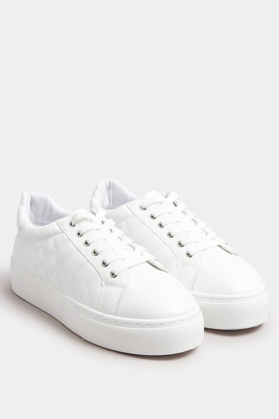 Yours White Quilted Design Trainers In Wide E Fit