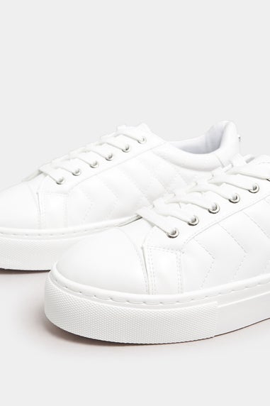 Yours White Quilted Design Trainers In Wide E Fit