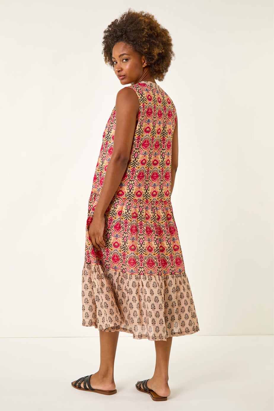 Roman Red Border Print Smock Dress