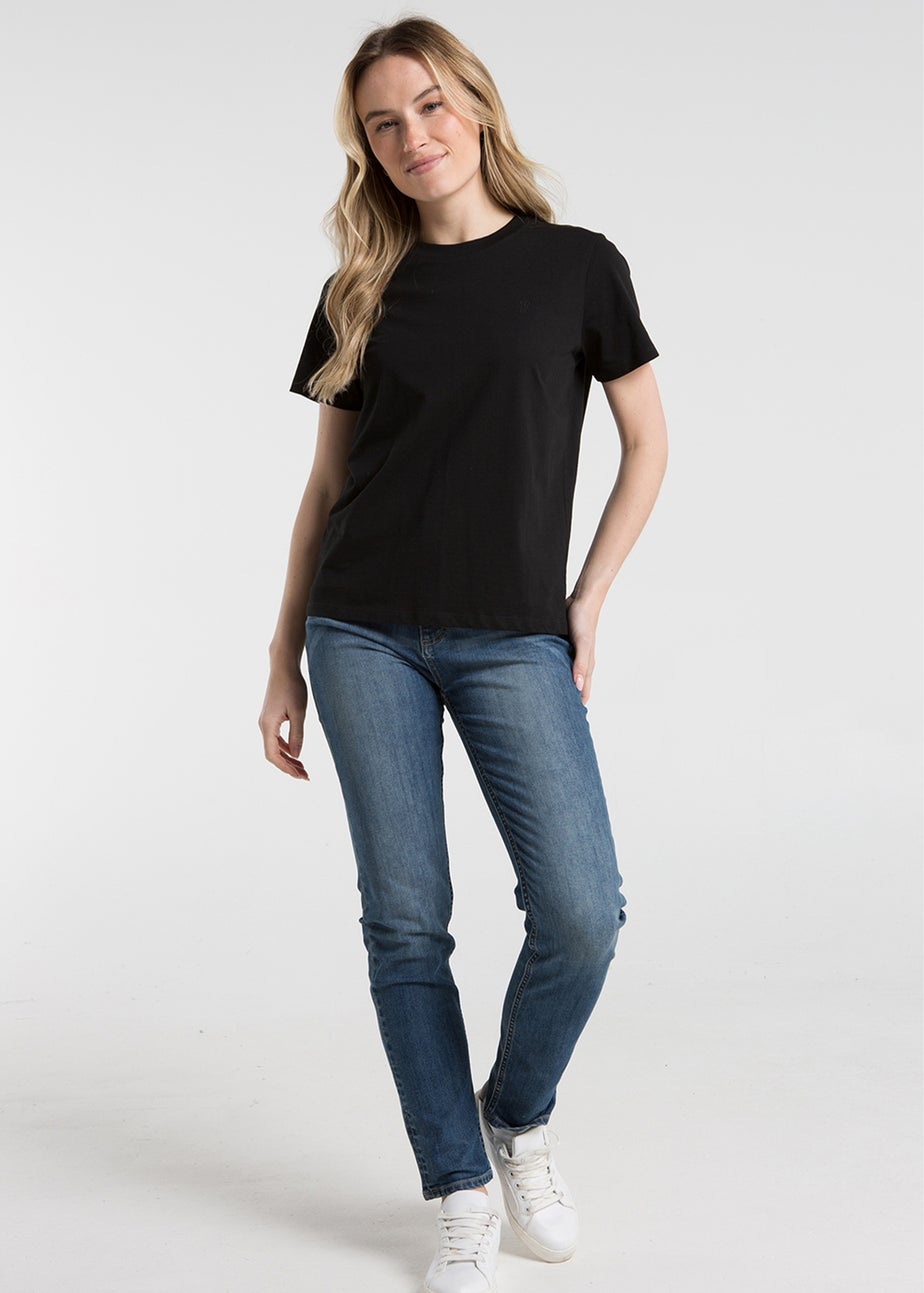 French Connection Black Cotton Crew Neck Logo Short Sleeve T-Shirts 3 Pack