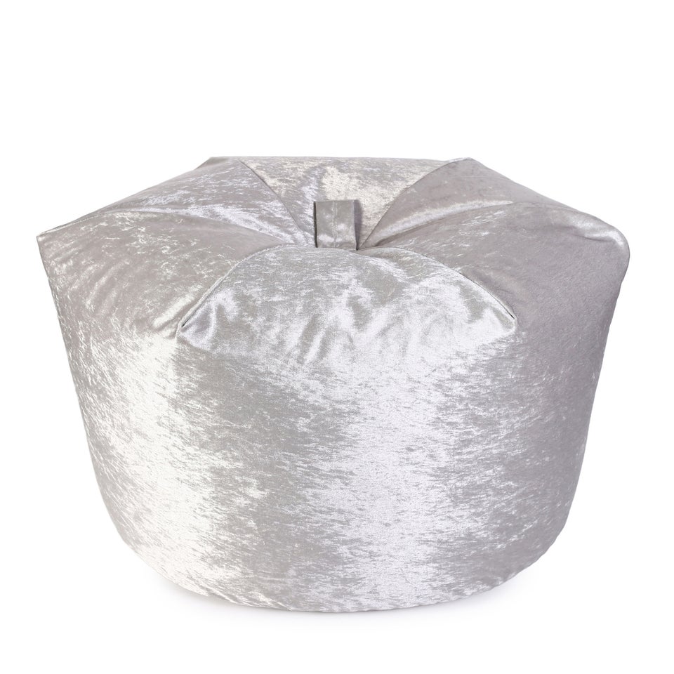 Kaikoo Silver Crushed Velvet Beanbag