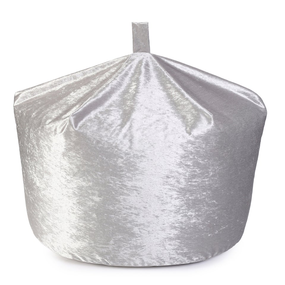 Kaikoo Silver Crushed Velvet Beanbag