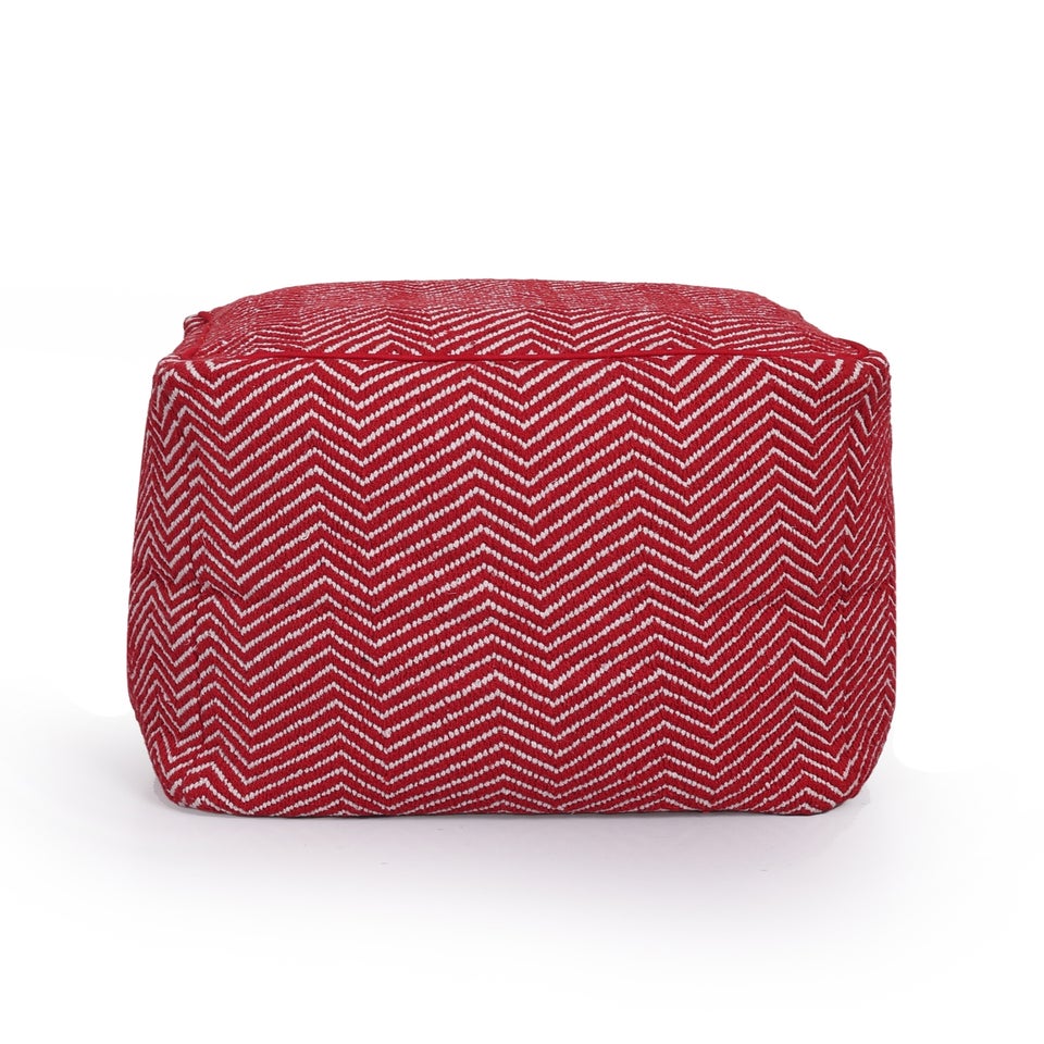 Kaikoo Red White Chevron Woven Dhurrie Cube