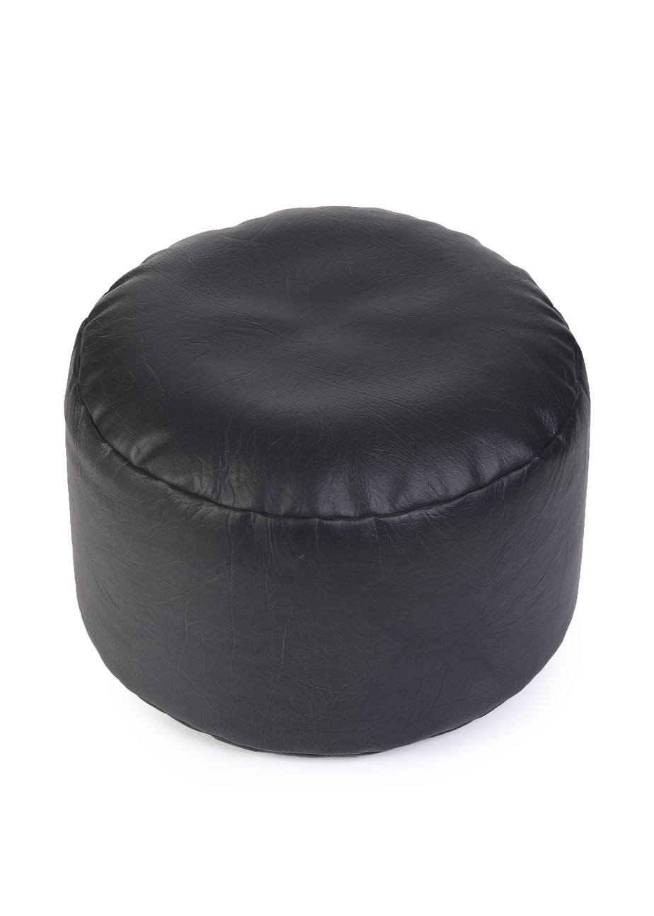 Kaikoo Black Faux Leather Footstool