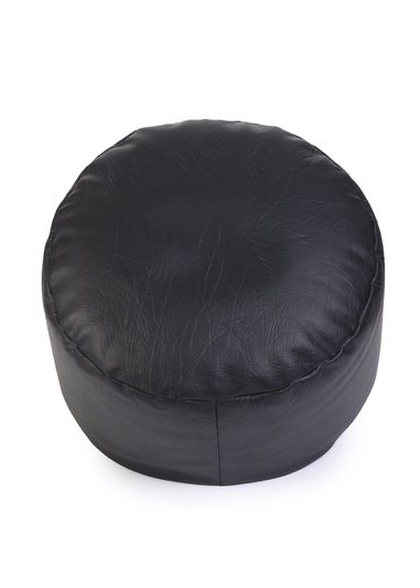 Kaikoo Black Faux Leather Footstool