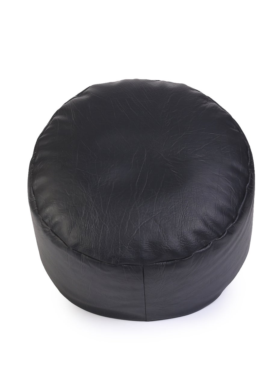 Kaikoo Black Faux Leather Footstool