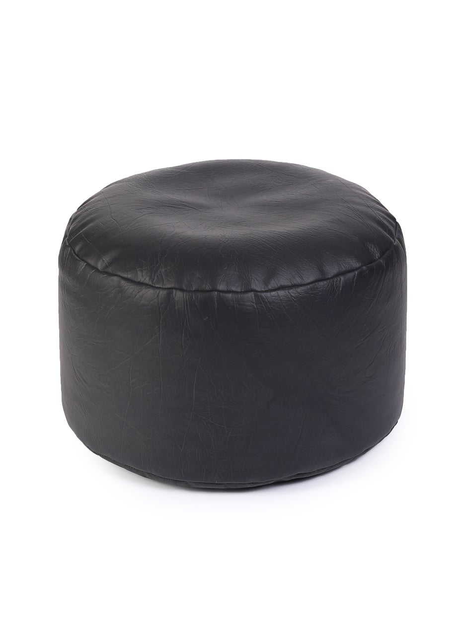 Kaikoo Black Faux Leather Footstool