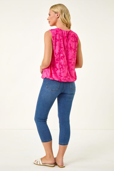 Roman Pink Petite Jacquard Bubble Hem Top