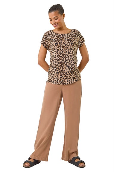 Roman Natural Animal Print Shell Top