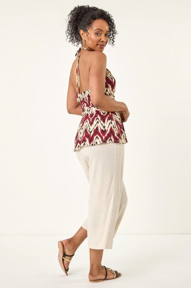 Roman Rust Petite Abstract Halter Neck Stretch Top