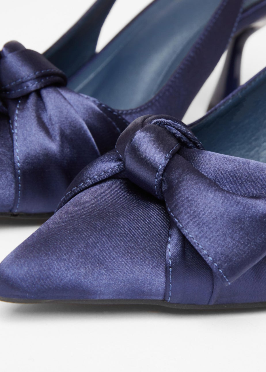 Quiz Navy Sling Back Bow Heels
