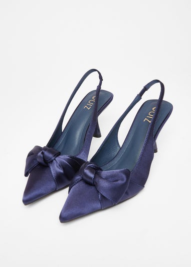 Quiz Navy Sling Back Bow Heels