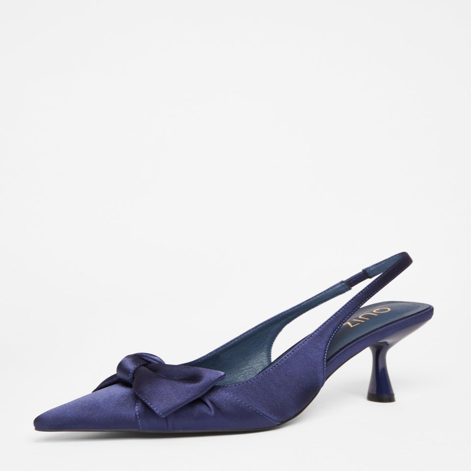 Quiz Navy Sling Back Bow Heels