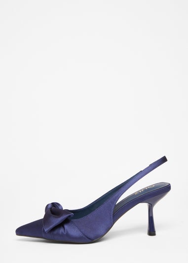 Quiz Navy Sling Back Bow Heels