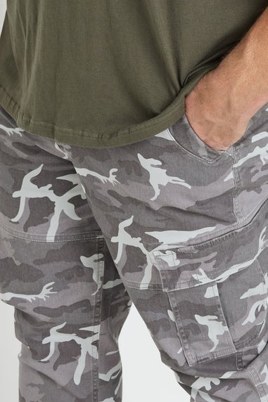 BadRhino Big & Tall Grey Camo Print Cargo Trousers