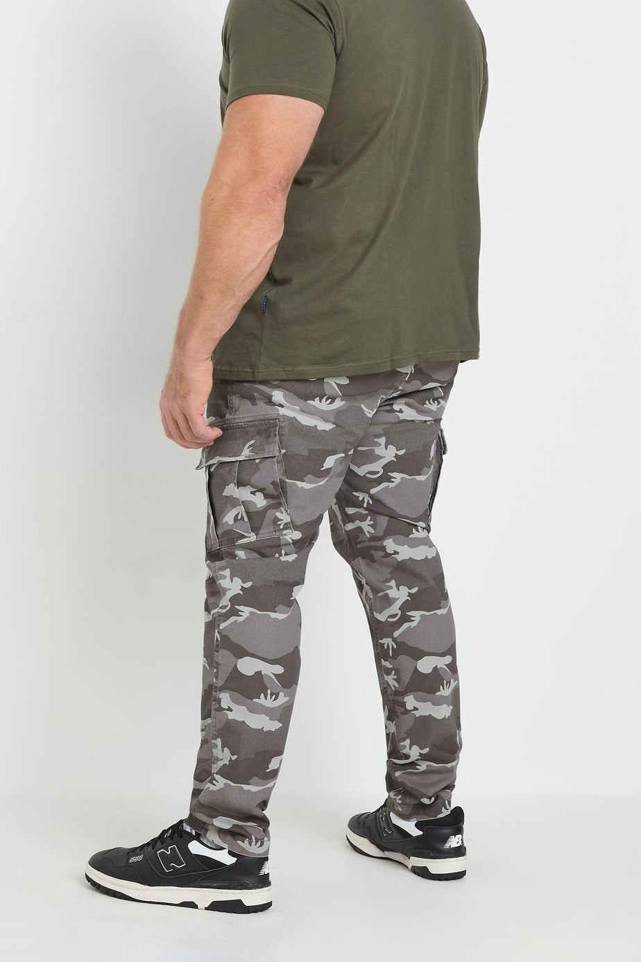 BadRhino Big & Tall Grey Camo Print Cargo Trousers