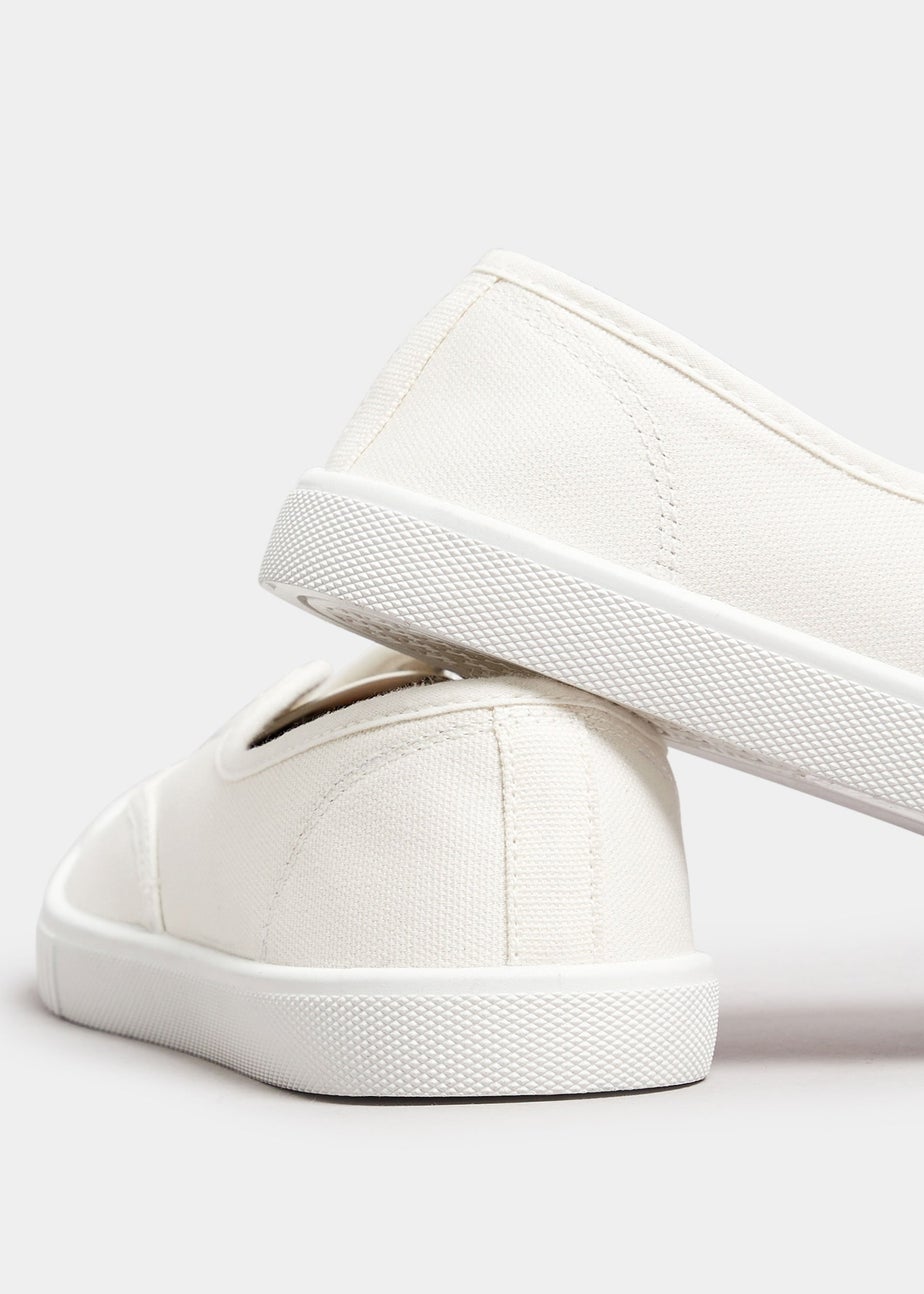 Yours Cream Canvas Slip On Trainers In Wide E Fit