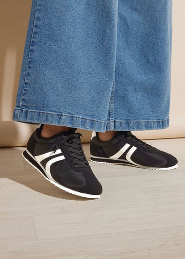 Yours Black Side Stripe Trainers in Extra Wide EEE Fit