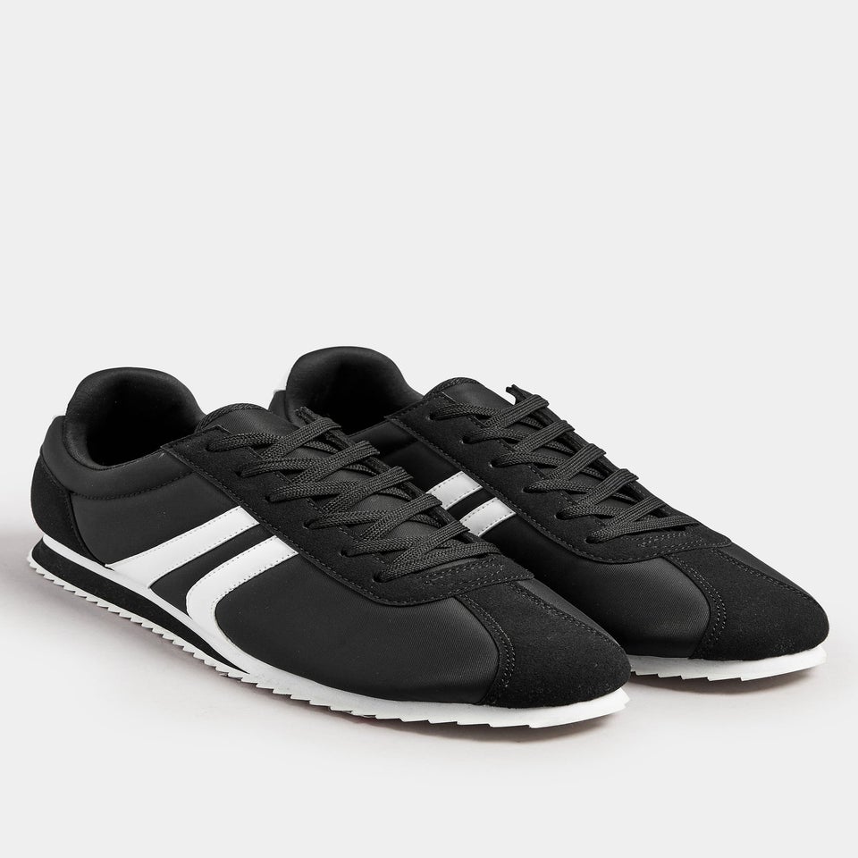Yours Black Side Stripe Trainers in Extra Wide EEE Fit
