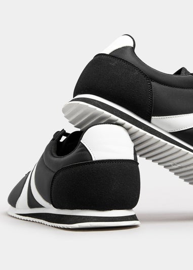 Yours Black Side Stripe Trainers in Extra Wide EEE Fit