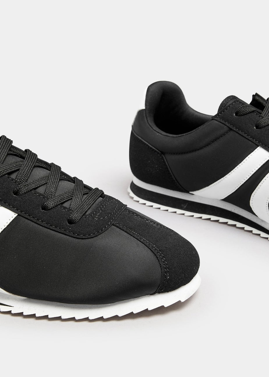 Yours Black Side Stripe Trainers in Extra Wide EEE Fit