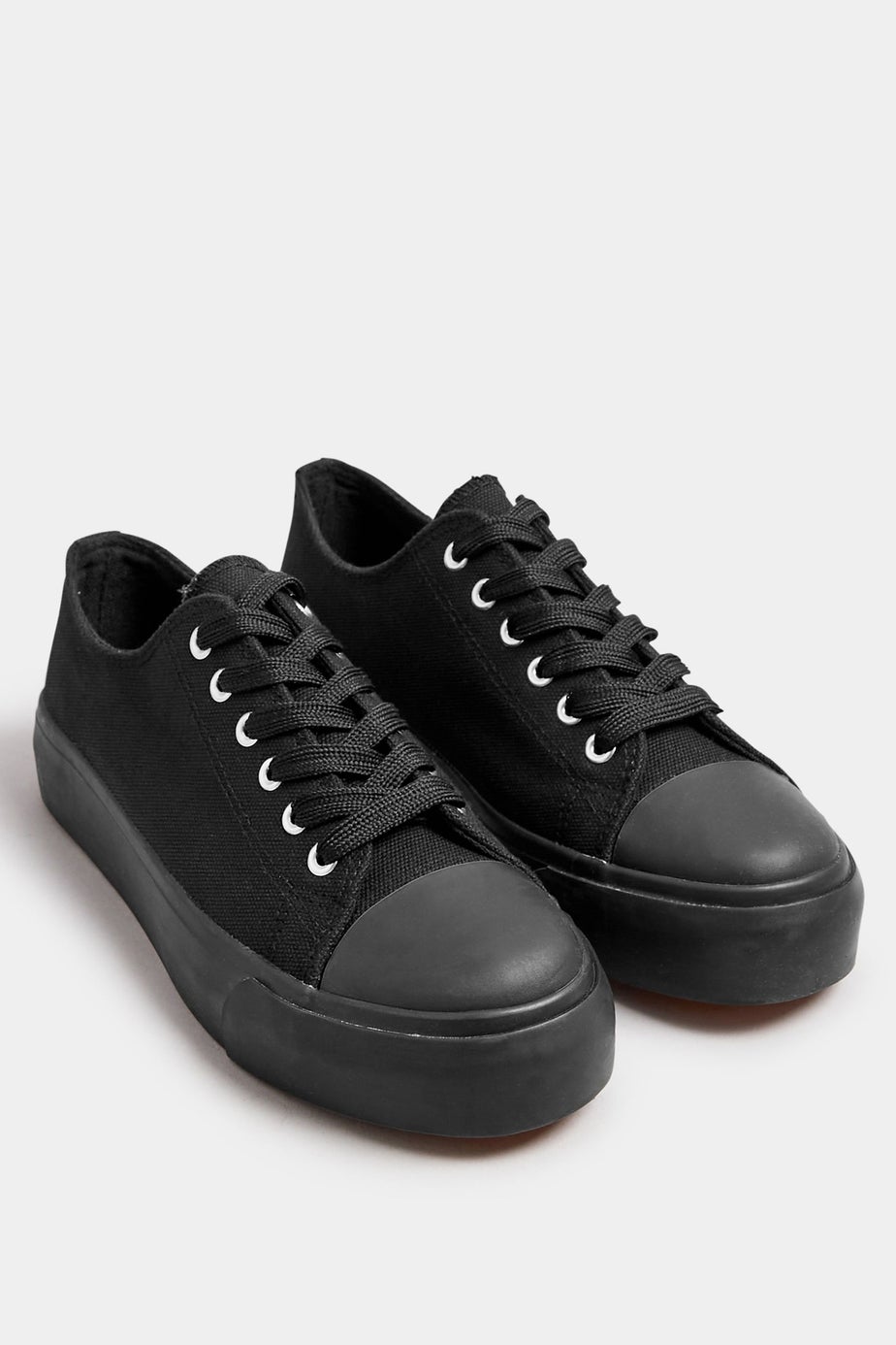 Yours Black Canvas Trainers In Wide E Fit