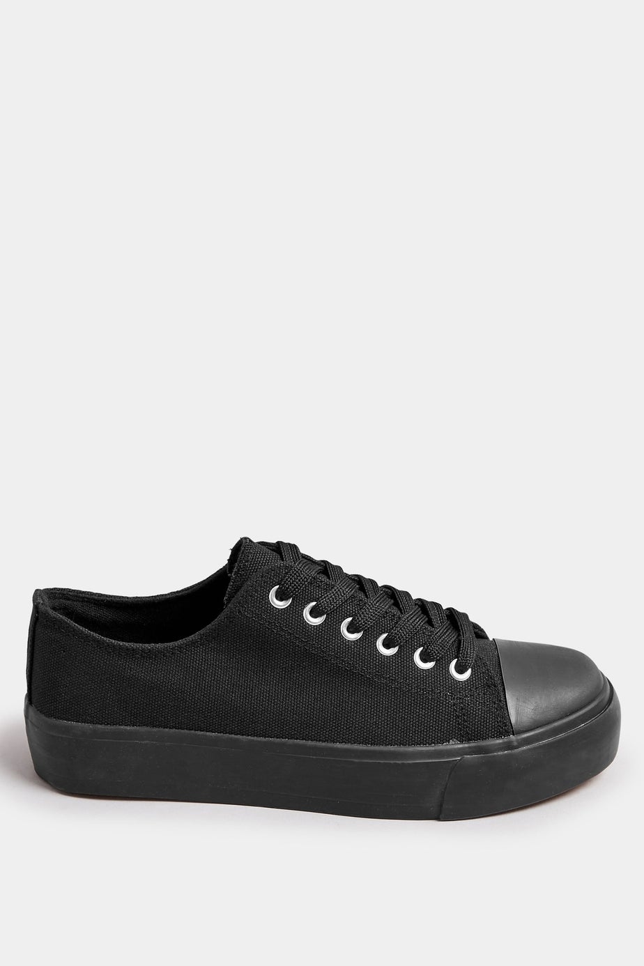 Yours Black Canvas Trainers In Wide E Fit
