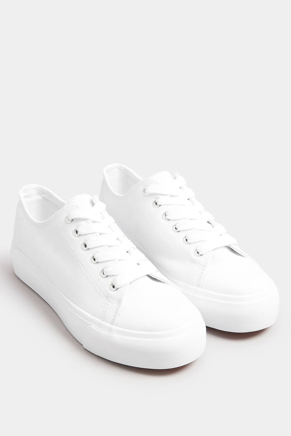 Yours White Canvas Trainers In Wide E & Extra Wide EEE Fit