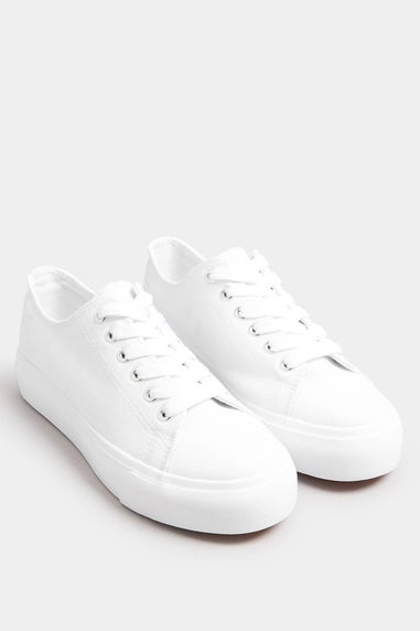 Yours White Canvas Trainers In Wide E & Extra Wide EEE Fit