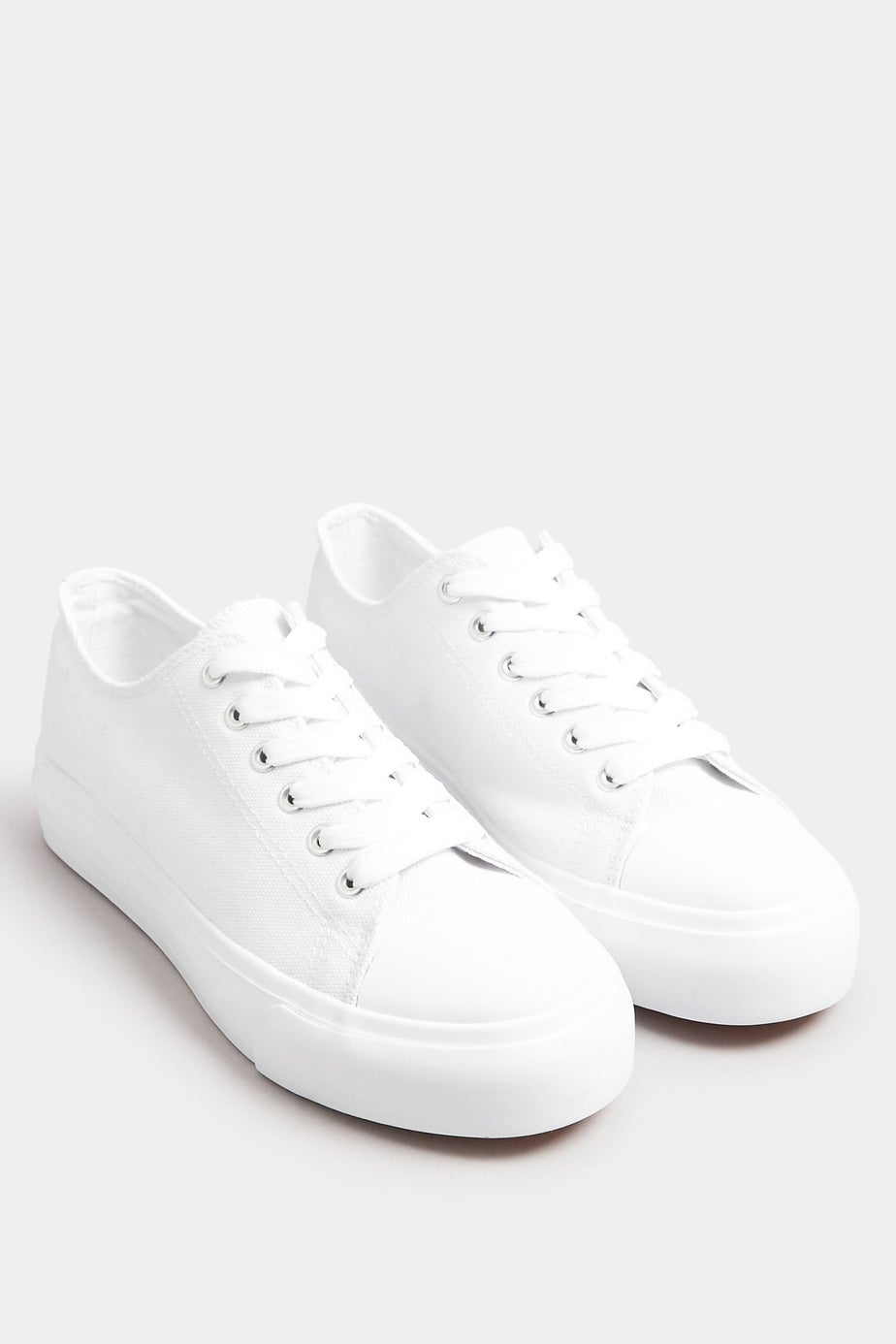 Yours White Canvas Trainers In Wide E & Extra Wide EEE Fit