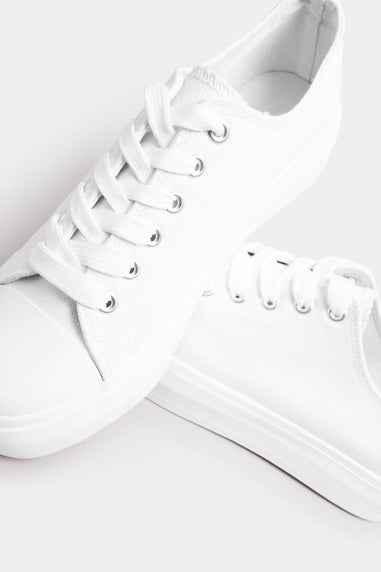 Yours White Canvas Trainers In Wide E & Extra Wide EEE Fit