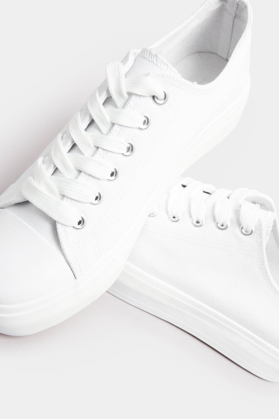 Yours White Canvas Trainers In Wide E & Extra Wide EEE Fit