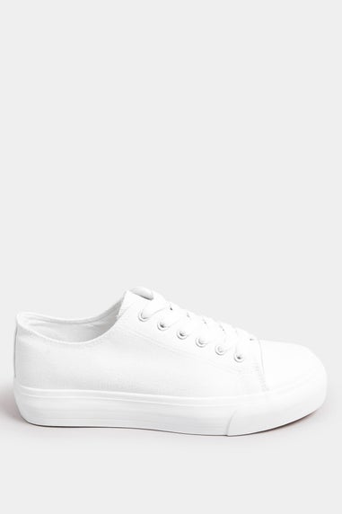 Yours White Canvas Trainers In Wide E & Extra Wide EEE Fit