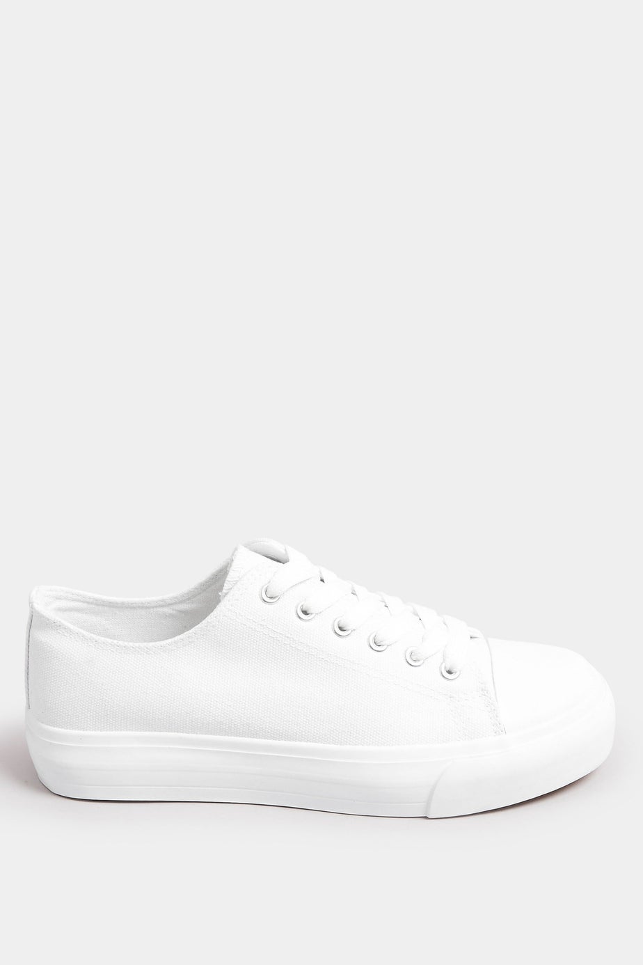 Yours White Canvas Trainers In Wide E & Extra Wide EEE Fit