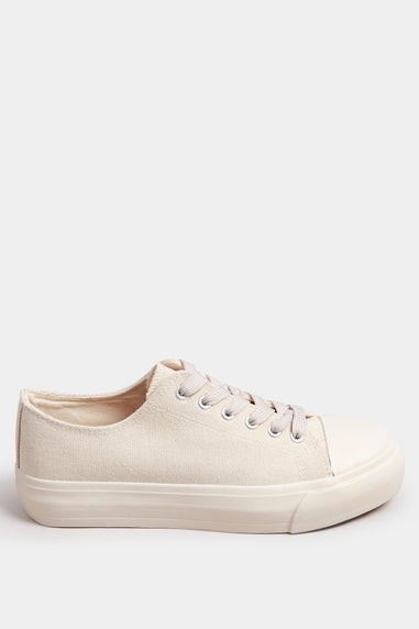 Yours Cream Canvas Trainers In Extra Wide EEE Fit