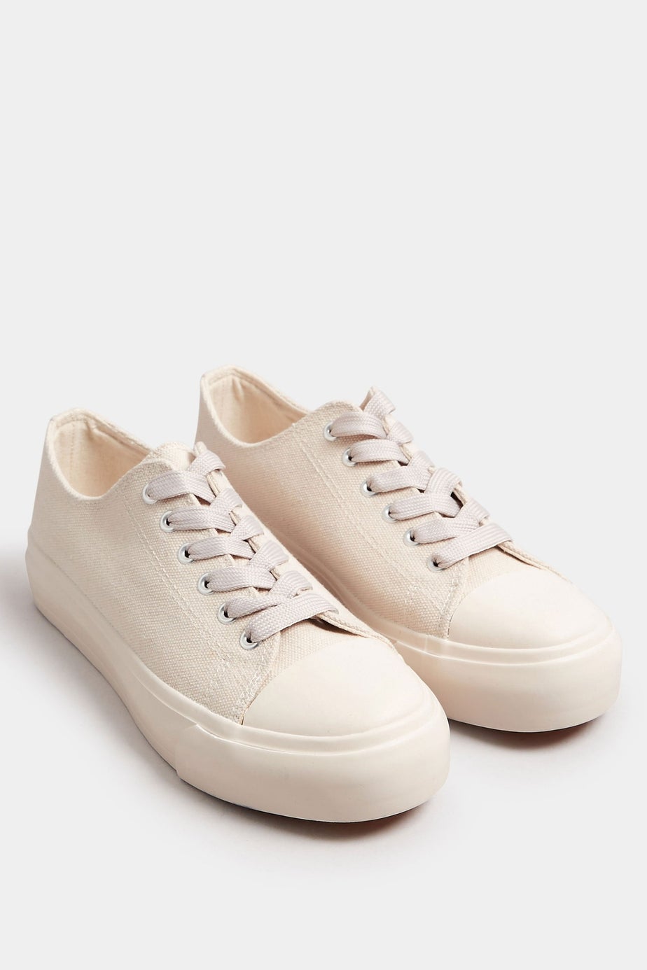 Yours Cream Canvas Trainers In Extra Wide EEE Fit
