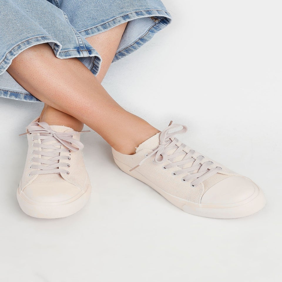 Yours Cream Canvas Trainers In Extra Wide EEE Fit