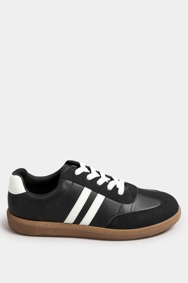 Yours Black Retro Stripe Trainers In Extra Wide EEE Fit