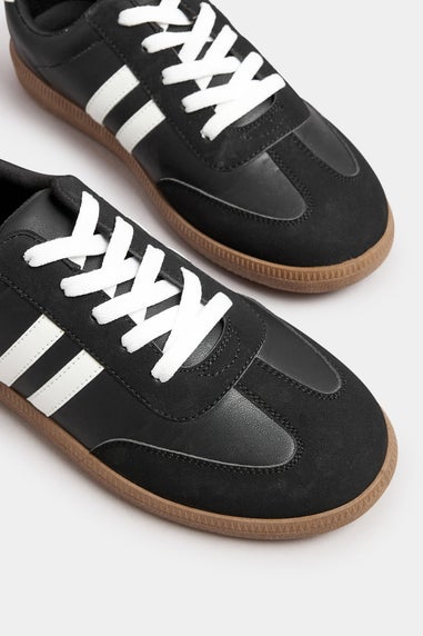 Yours Black Retro Stripe Trainers In Extra Wide EEE Fit