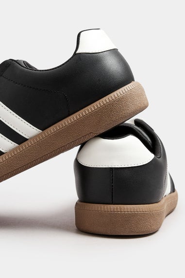 Yours Black Retro Stripe Trainers In Extra Wide EEE Fit
