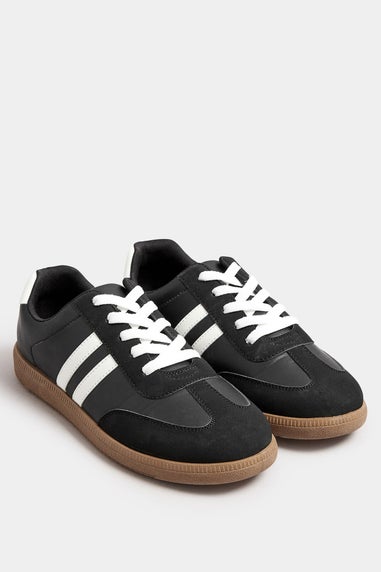 Yours Black Retro Stripe Trainers In Extra Wide EEE Fit