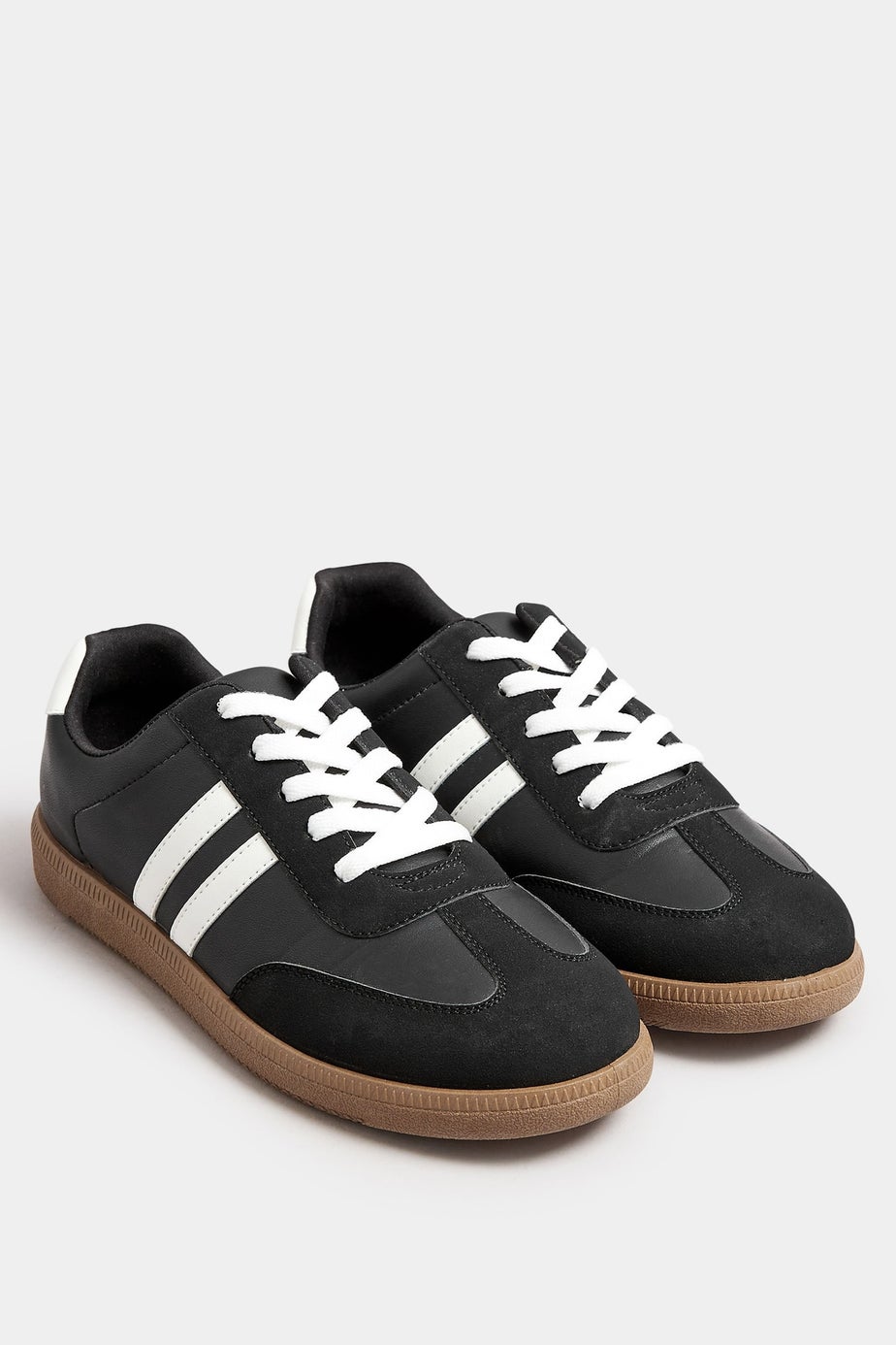 Yours Black Retro Stripe Trainers In Extra Wide EEE Fit