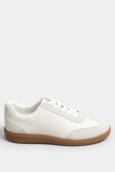 Yours White Retro Gum Sole Trainers In Extra Wide EEE Fit