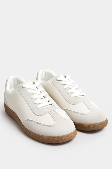 Yours White Retro Gum Sole Trainers In Extra Wide EEE Fit