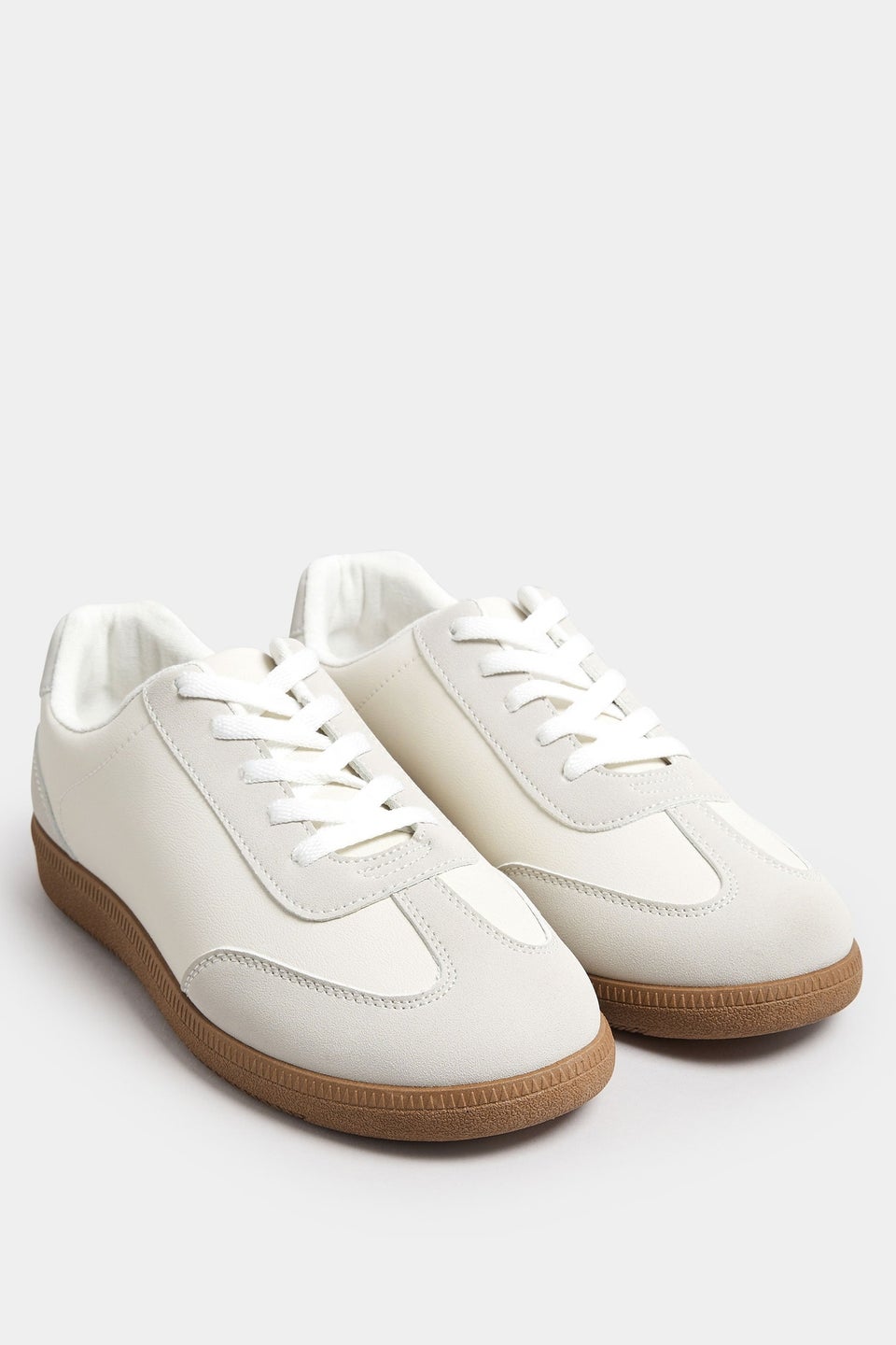 Yours White Retro Gum Sole Trainers In Extra Wide EEE Fit
